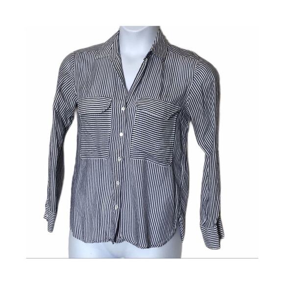 Zara Woman Button Down Blue Striped Lightweight Blouse Size XS - Picture 2 of 7